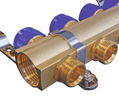 Collecteur laiton brut pre-monte plancher chauffant basse temperature - entrées F26/34 - 4 départs 3/4EK